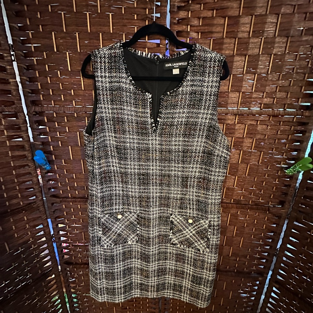 Karl Lagerfeld Monochrome Checkered Mini Dress